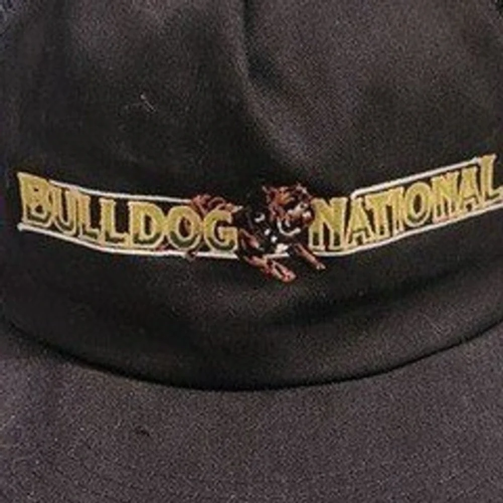 Bulldog National Black Mesh Trucker Hat Snapback Vintage Style Cap‎
